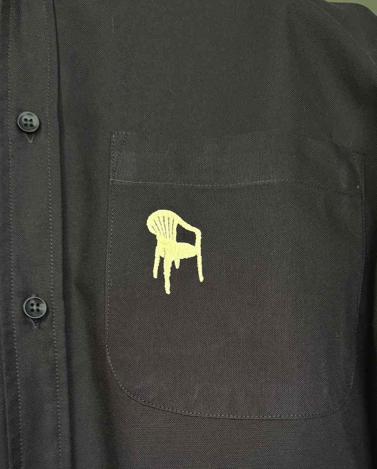 Chemise Unisexe en Oxford - Noir broderie chaise de maquis