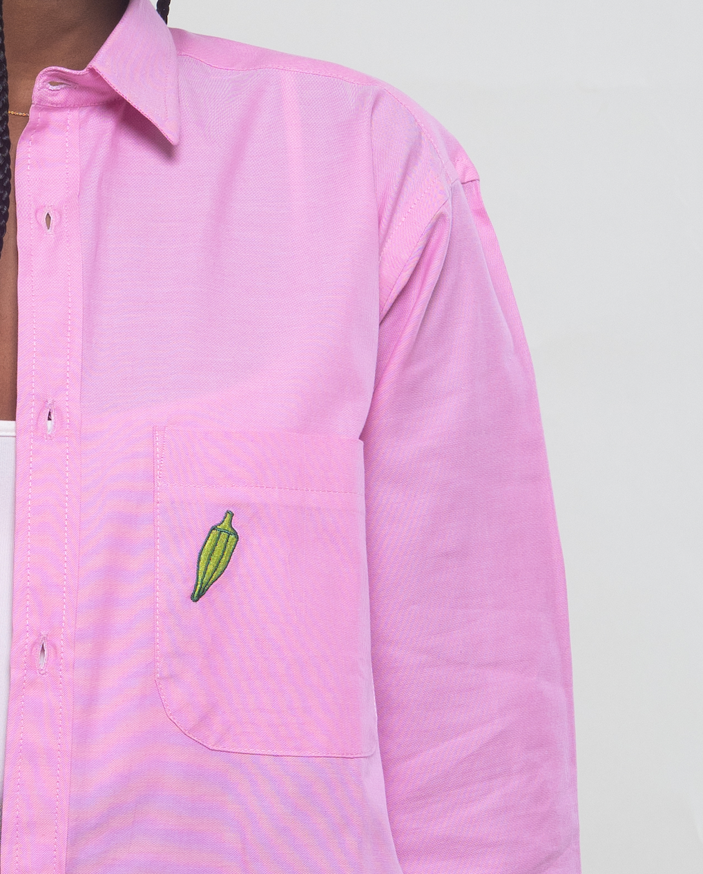 Chemise Unisexe en Oxford - Rose avec broderie Gombo