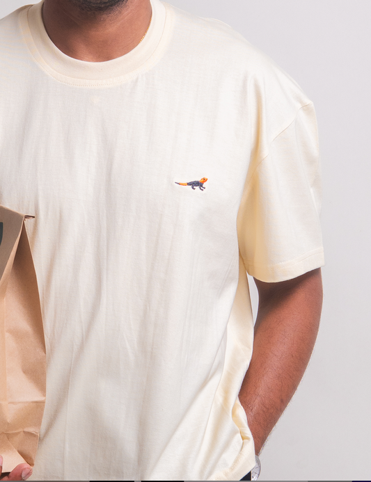 A T-shirt Beige - Margouillat Tête Rouge