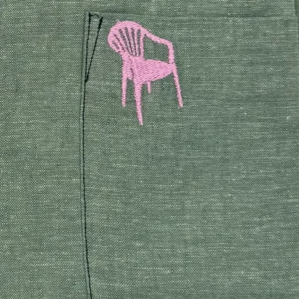 Chemise Unisexe en lin – Vert avec broderie Chaise de maquis
