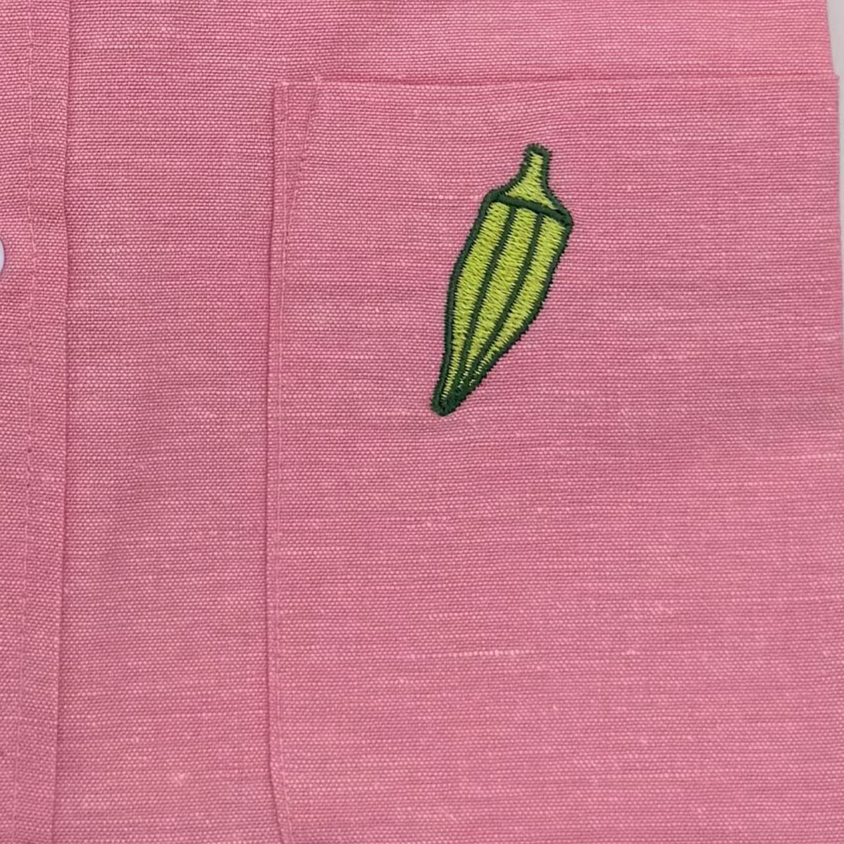 Chemise Unisexe en lin – Rose avec broderie Chaise de maquis
