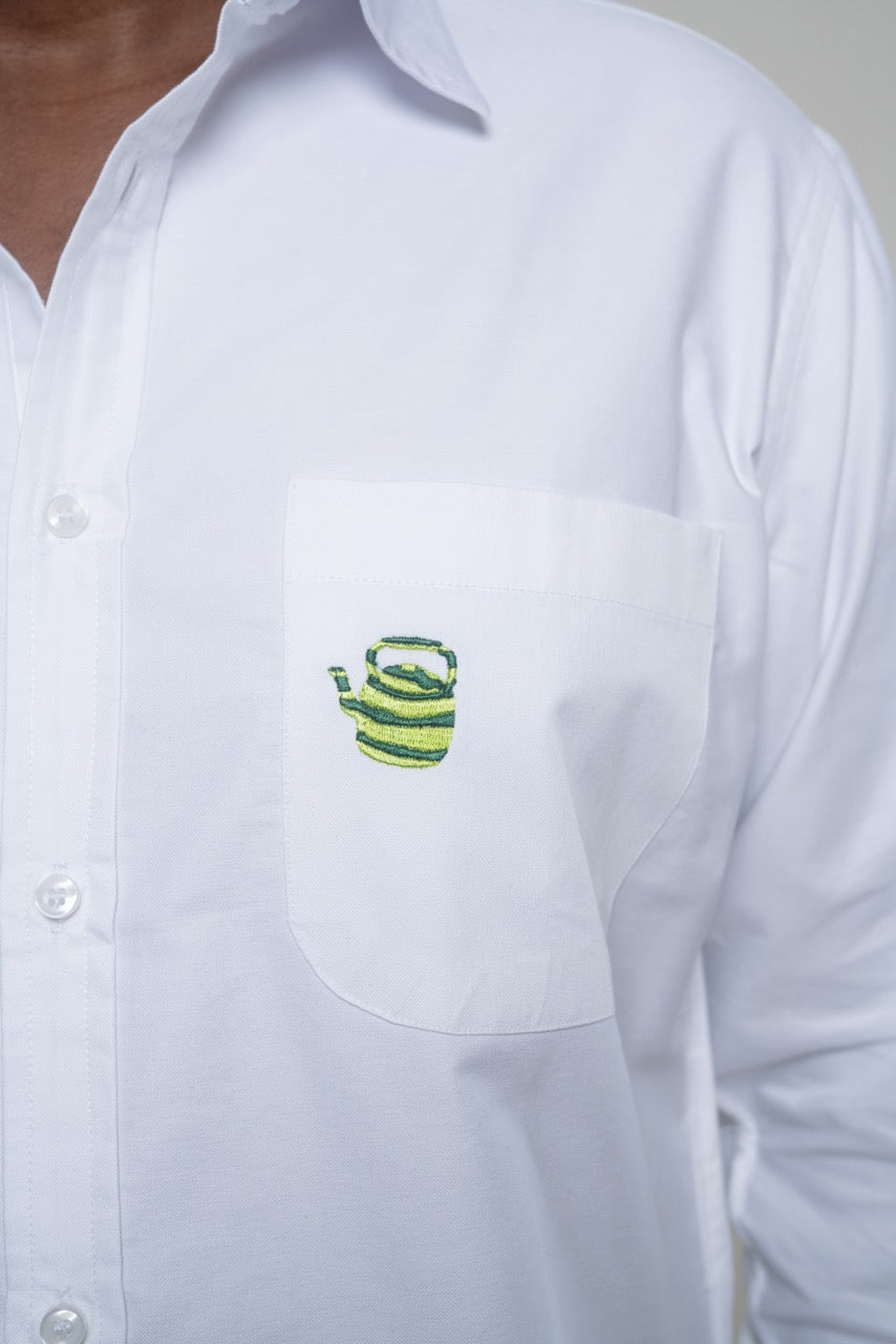 Chemise Unisexe en Oxford - Blanche avec broderie seridaga