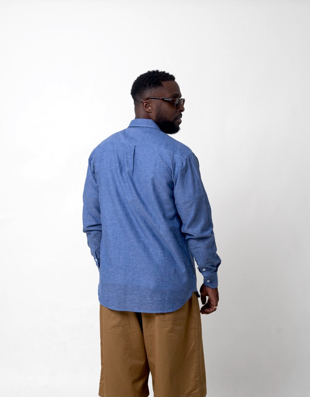 Chemise Unisexe en lin – Bleu avec broderie Chaise de maquis