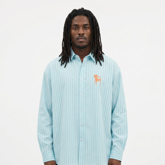 Chemise RTZ Unisexe en Oxford - Turquoise Rayé