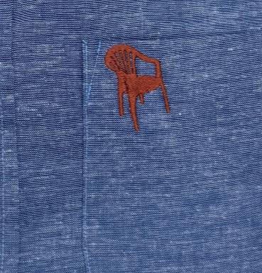 Chemise Unisexe en lin – Bleu avec broderie Chaise de maquis