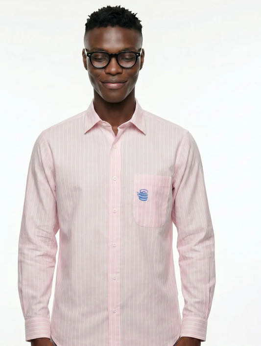 Chemise RTZ Unisexe en Oxford - Rose Rayé
