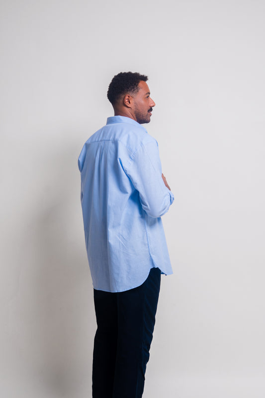 Chemise RTZ Unisexe en lin bleu- lekkeh