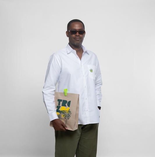 Chemise Unisexe en Oxford - Blanche avec broderie seridaga