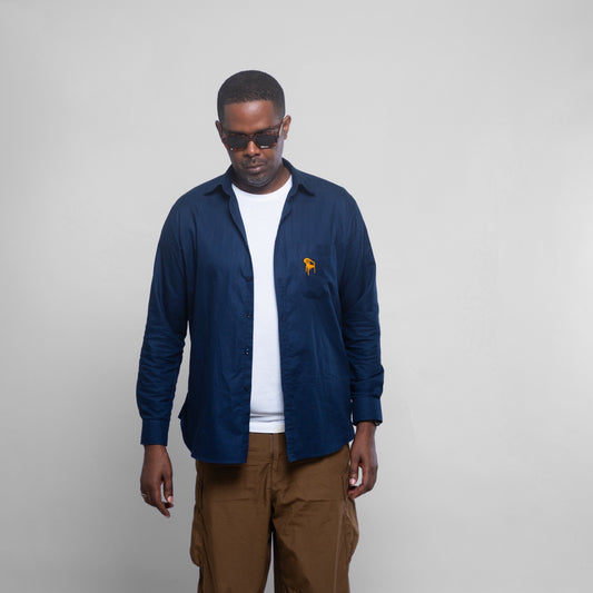 Chemise Unisexe en Oxford - Bleu avec broderie Chaise de Maquis